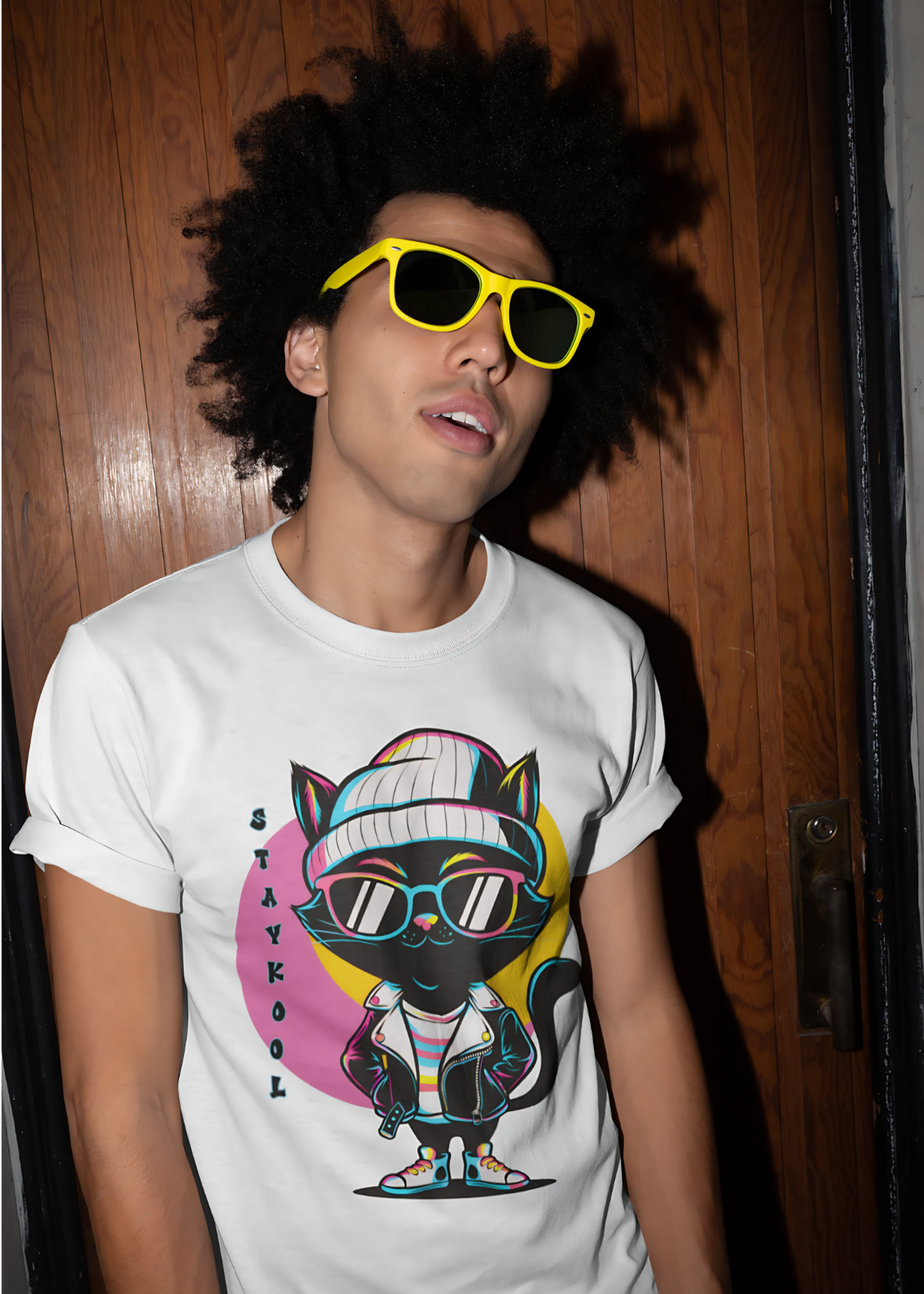 Tomie's Vibe #StayKool Pop-art Urban Cat Tee