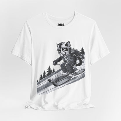 Ziggin' Ziggy - Skiing Cat Tee (Black&White)