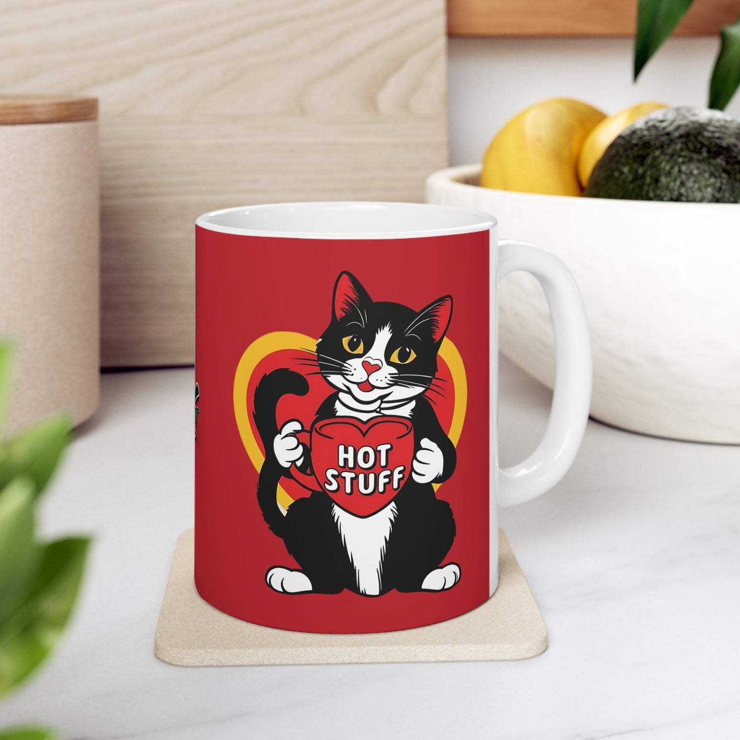 Mocha - "Hot Stuff" Ceramic Mug Red, (11oz, 15oz)