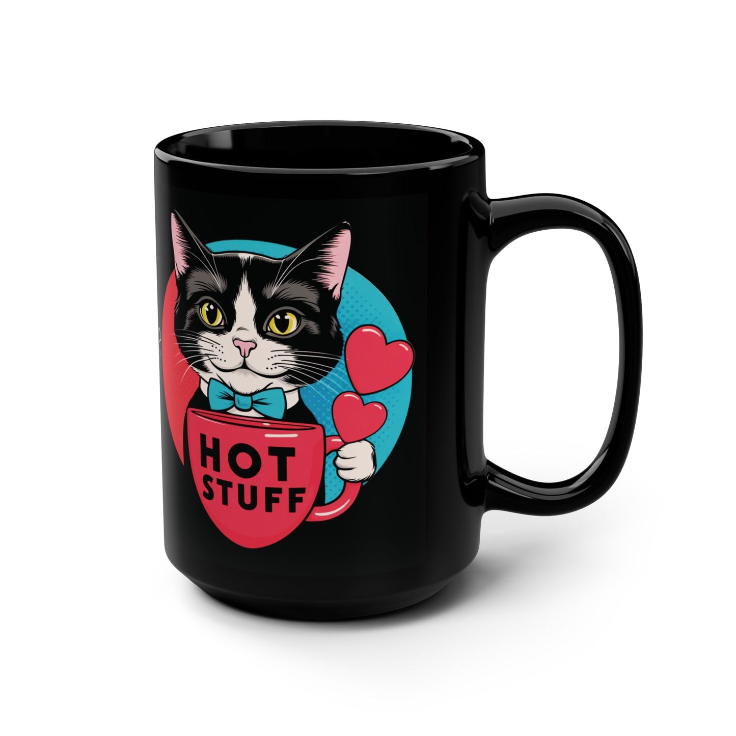 Brewy - "Hot Stuff" Ceramic Black Mug, 15oz