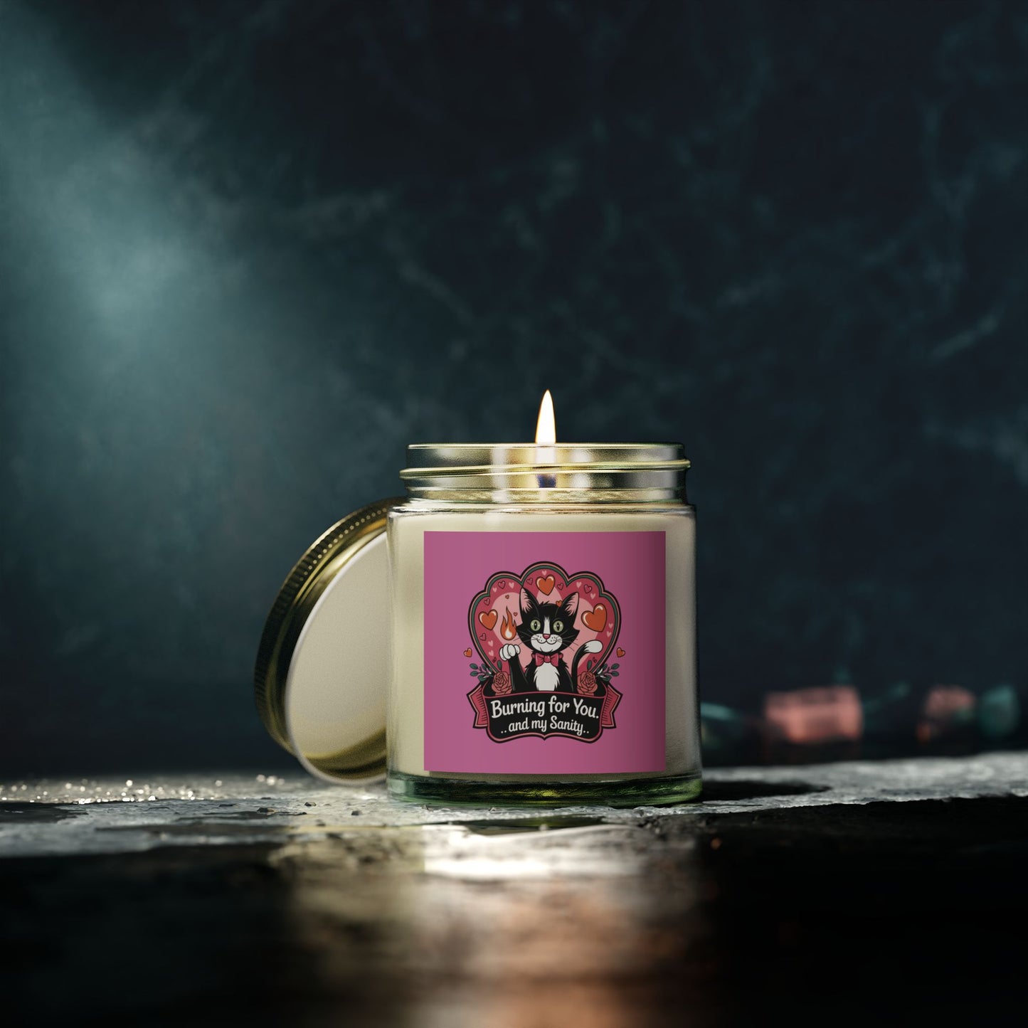 Purrmitheus - "Burning for You... and My Sanity". Luxurious Scented Candles, Coconut Apricot Wax (4oz, 9oz)