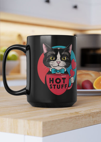 Brewy - "Hot Stuff" Ceramic Black Mug, 15oz