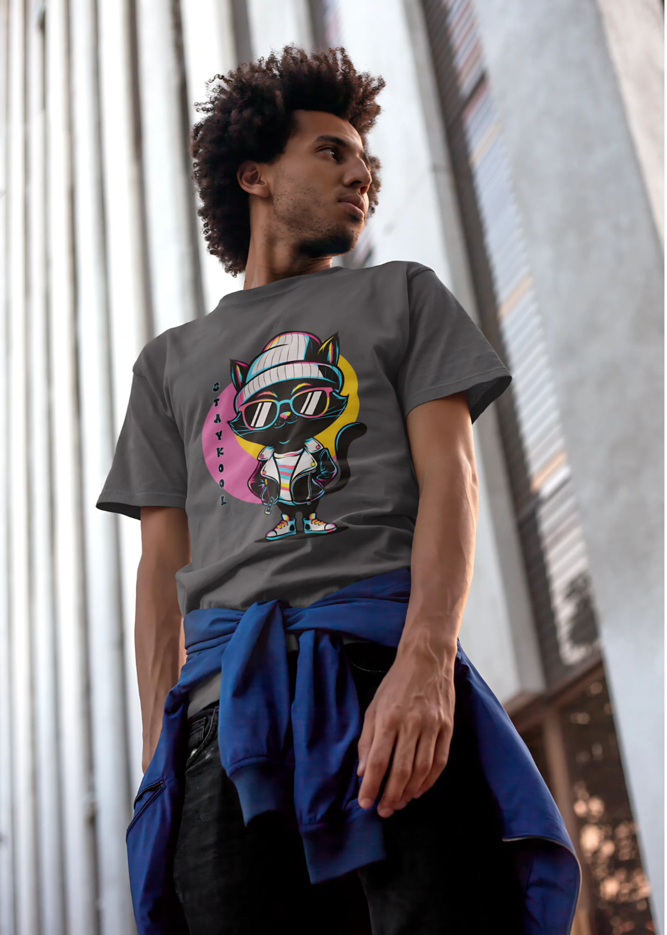 Tomie's Vibe #StayKool Pop-art Urban Cat Tee