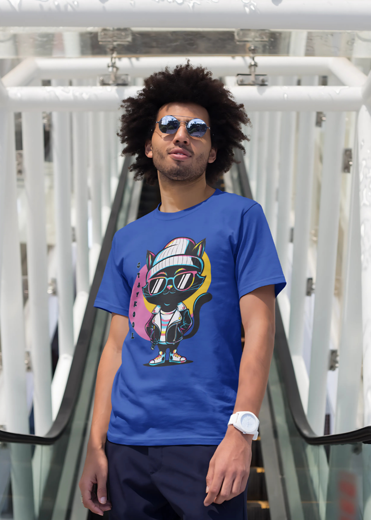 Tomie's Vibe #StayKool Pop-art Urban Cat Tee