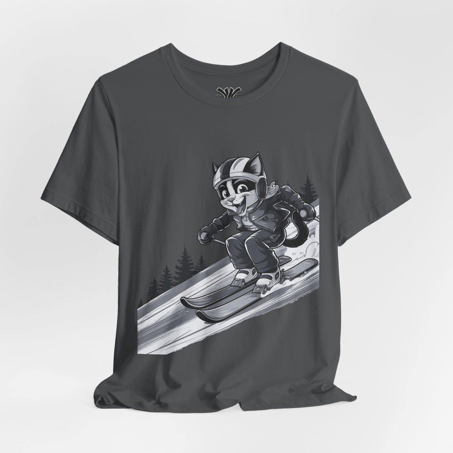 Ziggin' Ziggy - Skiing Cat Tee (Black&White)