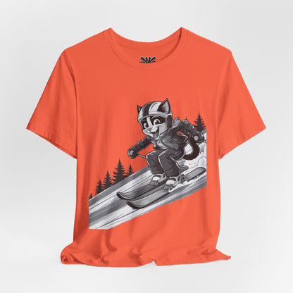 Ziggin' Ziggy - Skiing Cat Tee (Black&White)