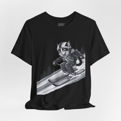 Ziggin' Ziggy - Skiing Cat Tee (Black&White)