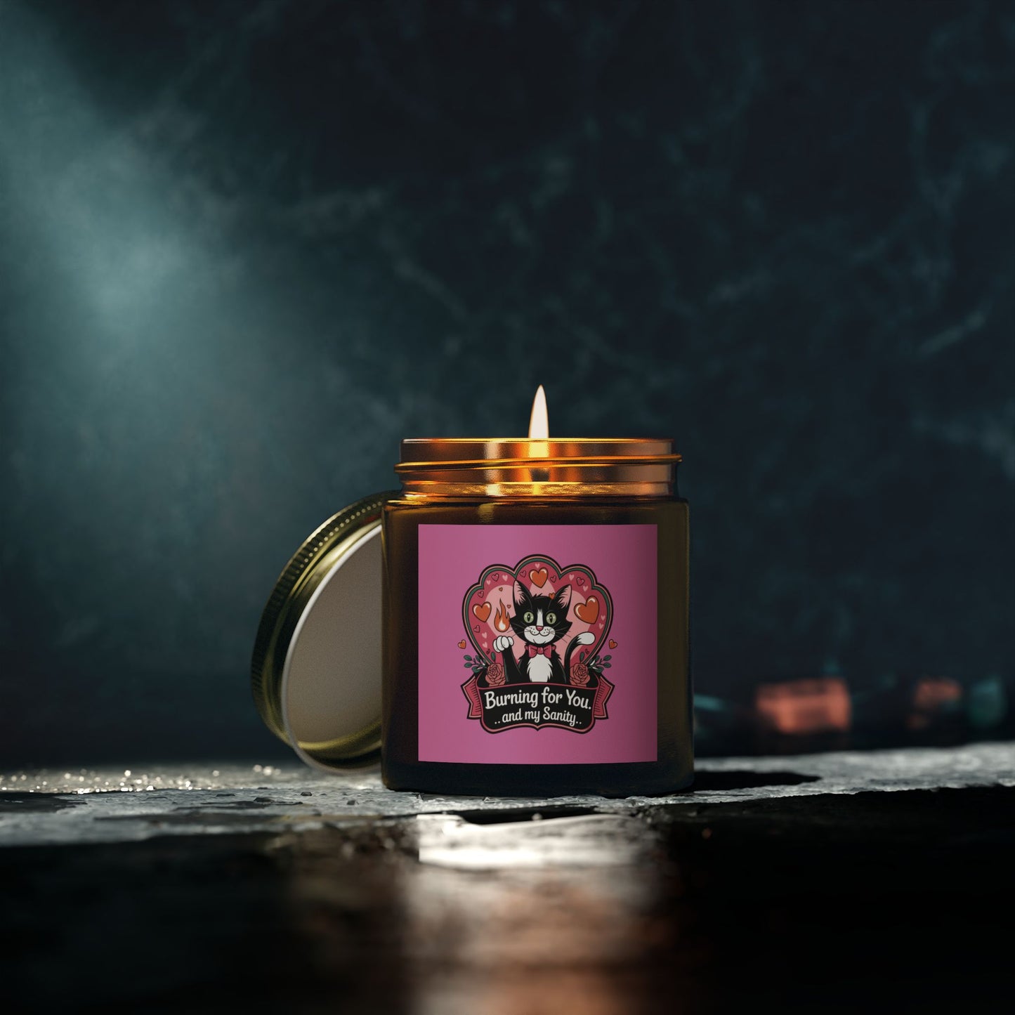 Purrmitheus - "Burning for You... and My Sanity". Luxurious Scented Candles, Coconut Apricot Wax (4oz, 9oz)