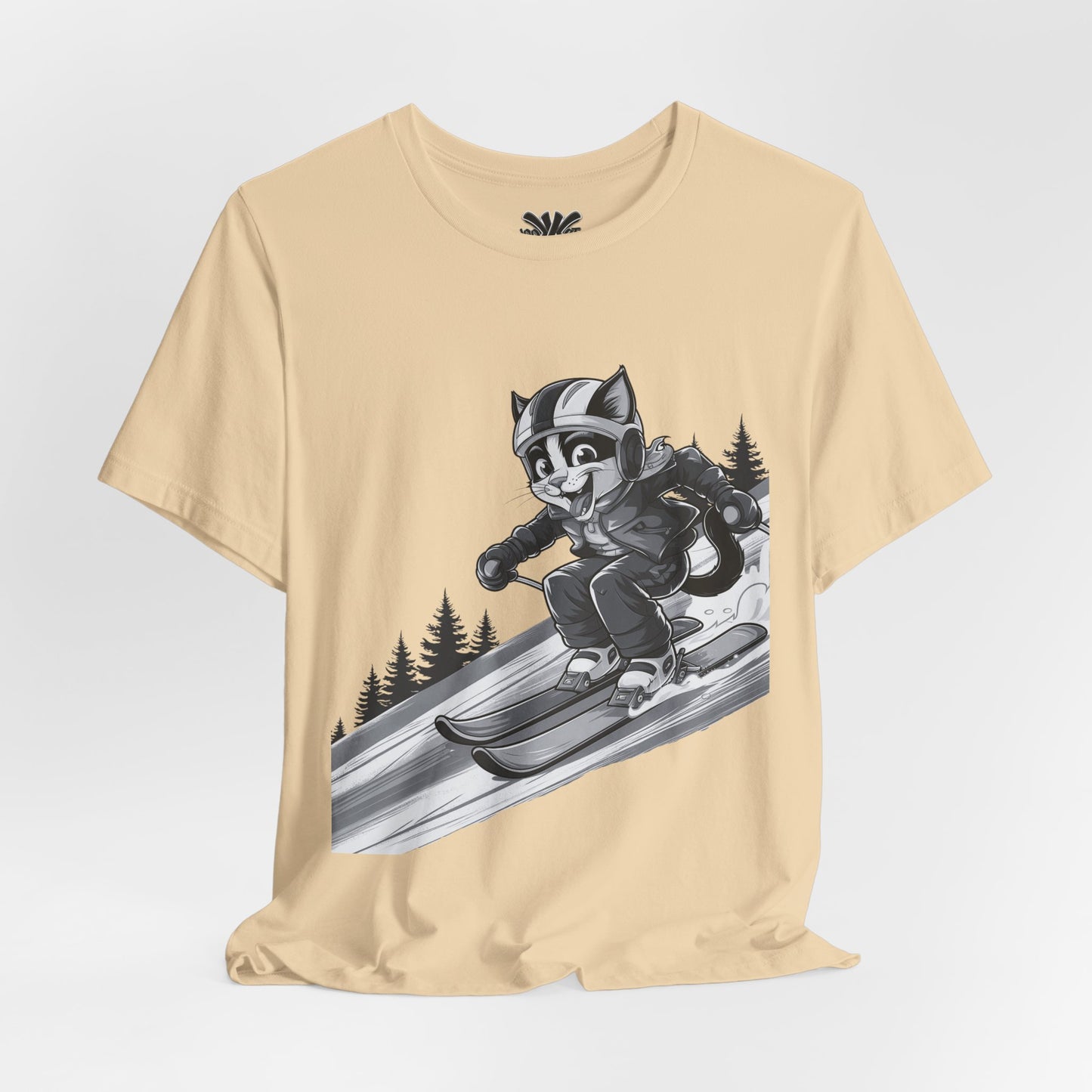 Ziggin' Ziggy - Skiing Cat Tee (Black&White)