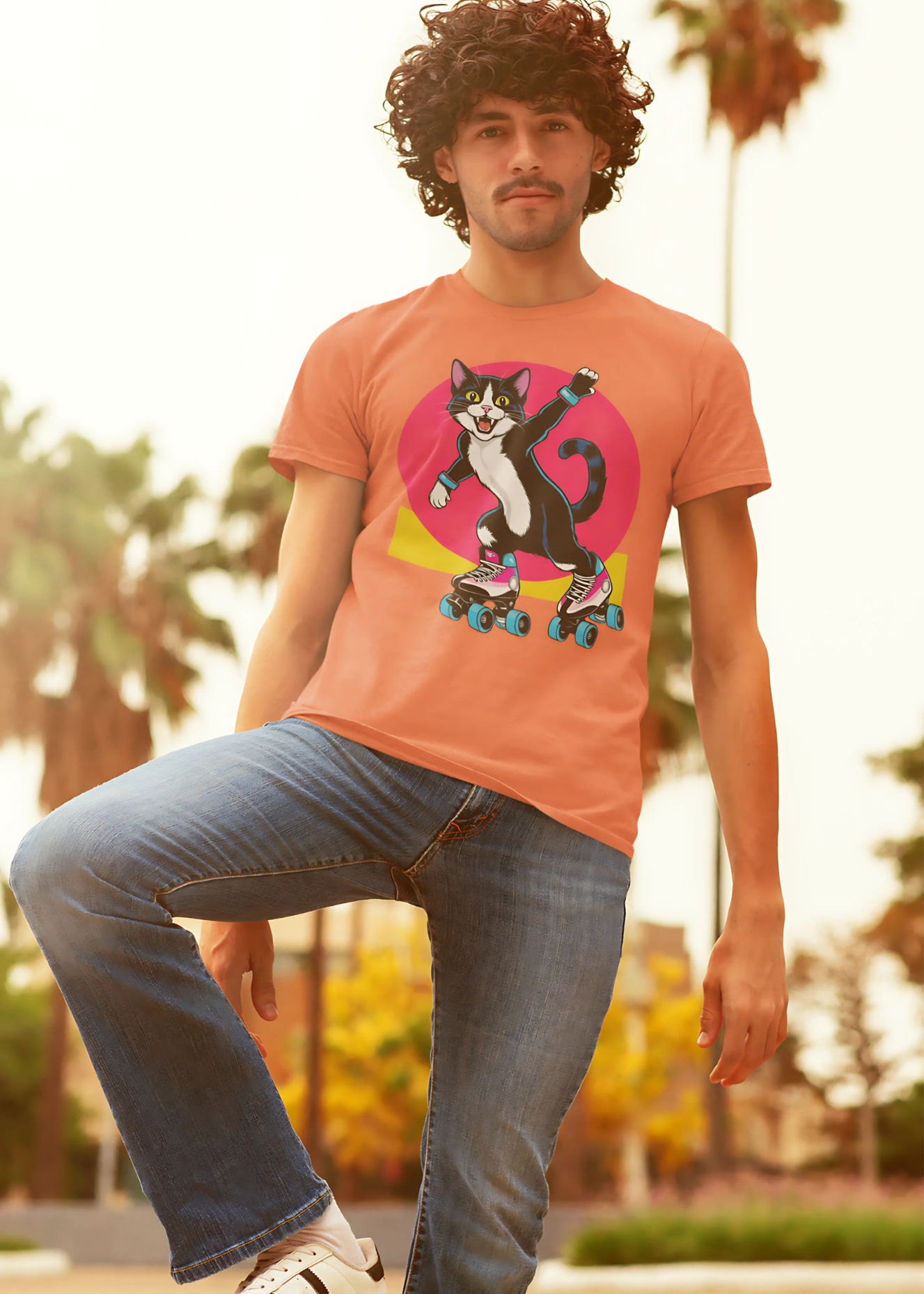 Rollin' Randy - Retro Skating Cat Tee