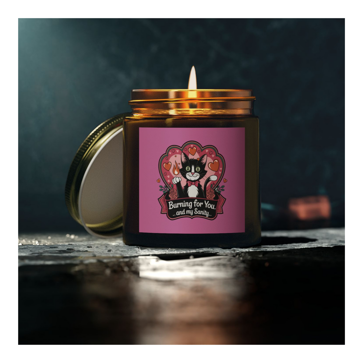 Purrmitheus - "Burning for You... and My Sanity". Luxurious Scented Candles, Coconut Apricot Wax (4oz, 9oz)