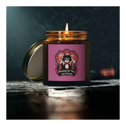 Purrmitheus - "Burning for You... and My Sanity". Luxurious Scented Candles, Coconut Apricot Wax (4oz, 9oz)